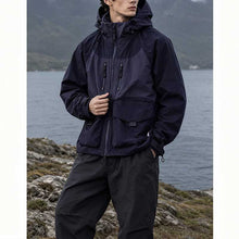 Load image into Gallery viewer, Color-blocked Large Pocket Shooded Windbreaker