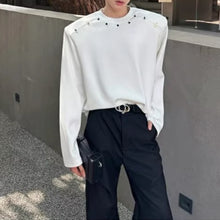 Load image into Gallery viewer, Metallic Embellished Padded Shoulder Pullover T-shirt