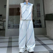 Load image into Gallery viewer, Color-block Collared Vest Casual Trousers Two-piece Set