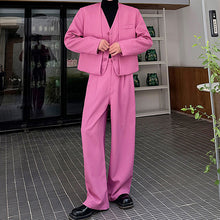 Load image into Gallery viewer, Fake Two Piece Suit Jacket Loose Straight Trousers Two Piece Set