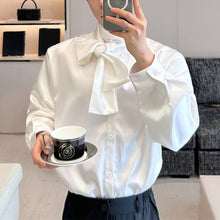 Load image into Gallery viewer, Simple Bow Tie Loose Casual Shirt
