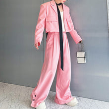 Load image into Gallery viewer, Three-dimensional Pocket Short Suit Jacket Wide-leg Pants Two-piece Set