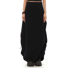 Load image into Gallery viewer, Black Drawstring Irregular Skirt