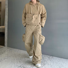 Load image into Gallery viewer, Multi-pocket Pullover Sweatshirt Straight Pants Two-piece Set