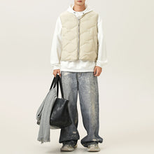 Load image into Gallery viewer, White Duck Down Quilted Plaid Loose Vest