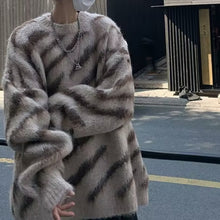 Load image into Gallery viewer, Zebra Print Thick Mink Fleece Knitted Sweater