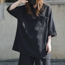 Load image into Gallery viewer, Half Zip Pullover Loose Short Sleeve T-Shirt