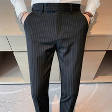 Load image into Gallery viewer, Striped Business Casual Slim Fit Suit Pants