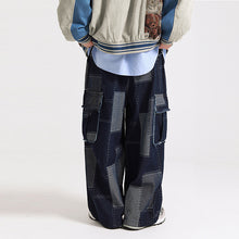 Load image into Gallery viewer, American Retro Patchwork Loose Wide-leg Jeans