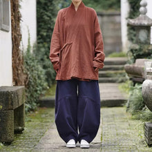 Load image into Gallery viewer, Loose Cotton Cross Front Hanfu Kimono Cardigan