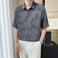 Load image into Gallery viewer, Ice Silk Drape Lapel Floral Shirt