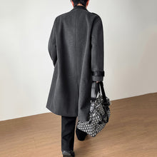 Load image into Gallery viewer, PU Leather Patchwork Warm Wool Coat