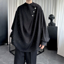 Load image into Gallery viewer, Starry Black Long Sleeve Drape Shirt