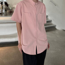 Load image into Gallery viewer, Black Small Stand Collar Padded Shoulder Shirt