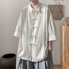 Load image into Gallery viewer, Cotton And Linen Buttoned Pleated Shirt