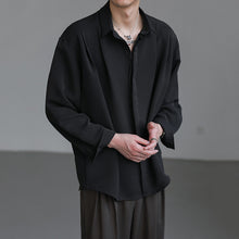 Load image into Gallery viewer, Loose Peak Collar Solid Color Long-sleeved Casual Shirt