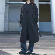 Load image into Gallery viewer, Black Knee-length Trench Coat