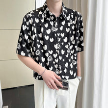 Load image into Gallery viewer, Ice Silk Loose Casual Heart Print Shirt