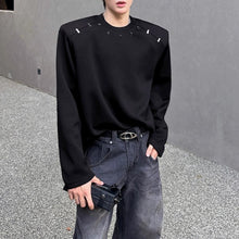 Load image into Gallery viewer, Metallic Embellished Padded Shoulder Pullover T-shirt