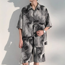 Load image into Gallery viewer, Summer Thin Ice Silk Drape Casual Shirt Loose Shorts Two-piece Set