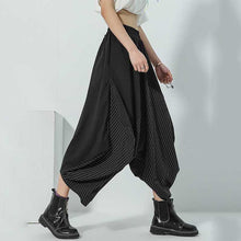 Load image into Gallery viewer, Striped Paneled Wide-leg Irregular Trousers