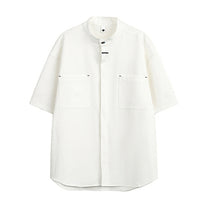 Load image into Gallery viewer, American Black Drape Stand Collar Casual Shirt