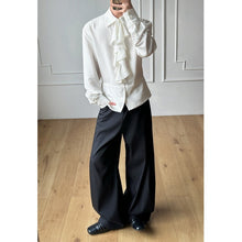 Load image into Gallery viewer, Court-style Detachable Ruffled Collar Waist Belt Shirt