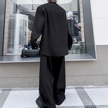 Load image into Gallery viewer, Iron Ring Shoulder Pad Pleated Shirt Wide-leg Pants Two-piece Suit