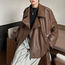 Load image into Gallery viewer, PU Leather Lapel Side Pocket Jacket