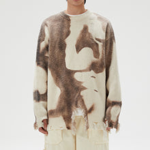 Load image into Gallery viewer, Tie-dye Paneled Fringed Ripped Sweater