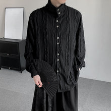 Load image into Gallery viewer, Textured Pleated High Collar Shirt