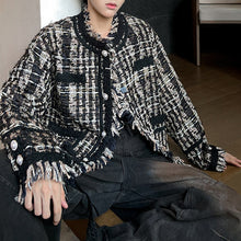 Load image into Gallery viewer, Tweed Single Breasted Fringe Jacket