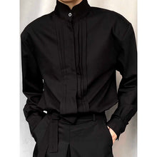 Load image into Gallery viewer, Pleated Panelled Stand Collar Shirt