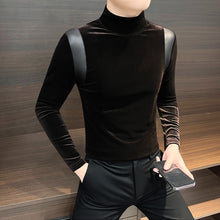 Load image into Gallery viewer, Gold Velvet Patchwork Bottoming Shirt