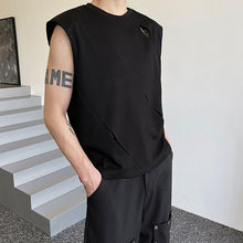 Load image into Gallery viewer, Ripped Shoulder Pads Sleeveless Tank Top