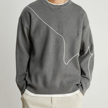 Load image into Gallery viewer, Line Embroidered Crew Neck Sweater