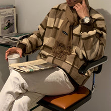 Load image into Gallery viewer, Casual Round Neck Color Block Plaid Loose Sweatshirt