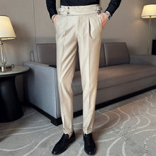 Load image into Gallery viewer, High-waist Side Button Straight Suit Trousers