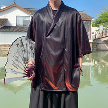 Load image into Gallery viewer, V-neck Glossy Loose Quarter-sleeved Shirt