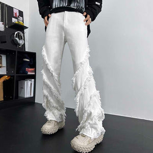 Button Frayed Fringed Jeans