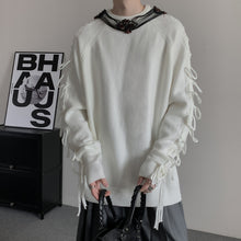 Load image into Gallery viewer, Solid Color Fringed Crew Neck Knitted Sweater