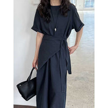 Load image into Gallery viewer, Cross-strap Short-sleeved Fitted Waist Dress