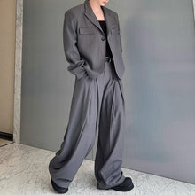 Load image into Gallery viewer, One-button Suit Jacket Pleated Wide-leg Pants Two-piece Suit