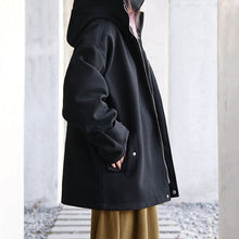 Load image into Gallery viewer, Loose Short Hooded Zipper Coat