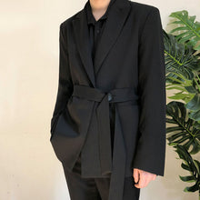 Load image into Gallery viewer, Black Belted Slim Fit Blazer