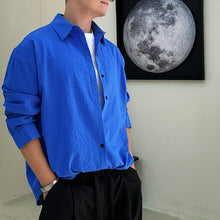 Load image into Gallery viewer, Solid Color Seersucker Loose Casual Shirt