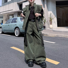 Load image into Gallery viewer, Japanese Retro Stand Collar Vest Wide Leg Loose Trousers Two-piece Set