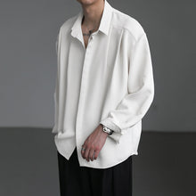 Load image into Gallery viewer, Loose Peak Collar Solid Color Long-sleeved Casual Shirt