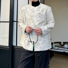 Load image into Gallery viewer, Retro Round Neck Disc Button Jacquard PU Leather Jacket