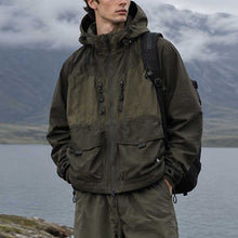 Load image into Gallery viewer, Color-blocked Large Pocket Shooded Windbreaker